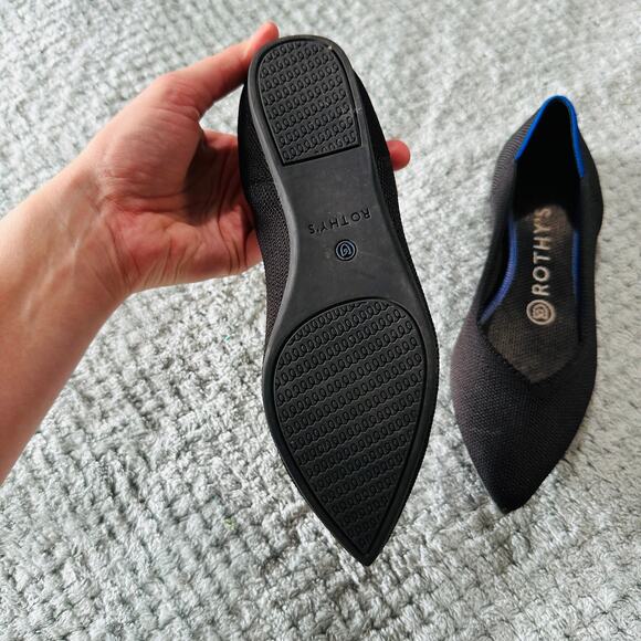 ROTHY'S Pointed Toe Black Solid Woven Ballet Flats W6.5 Comfy - Picture 4 of 4